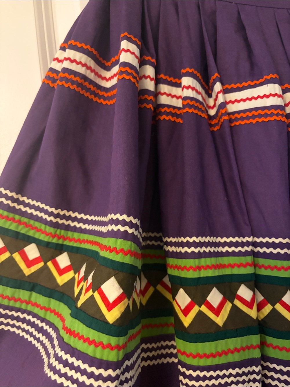 Vintage Native American Seminole Patchwork Skirt Handmade - Picture 2 of 15